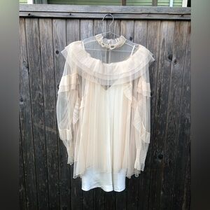 Tulle and silk combo tunic